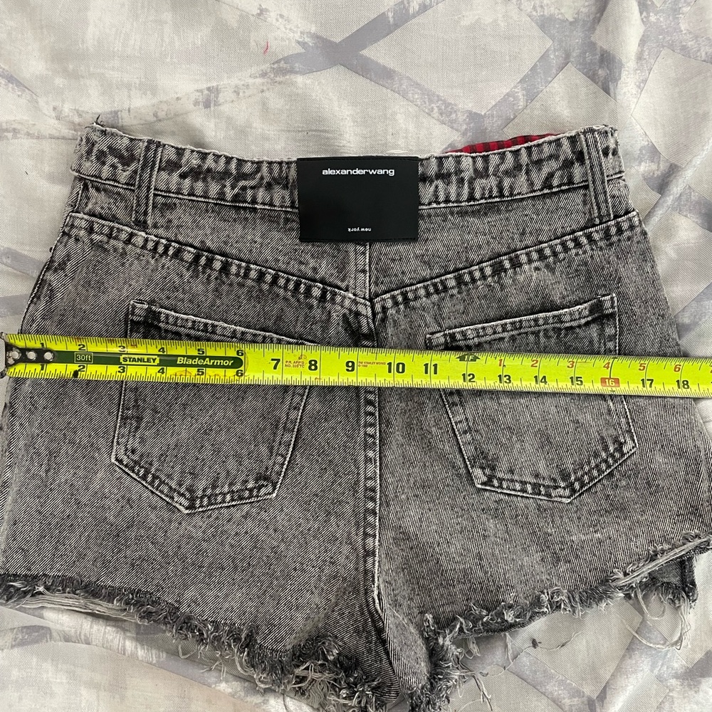 Alexander Wang Boxer Bite Flip denim frayed short Grey  size 27 - Picture 5 of 5